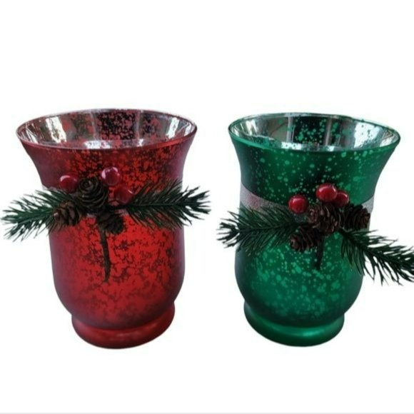 Set of Two Glass Hurricane T-Lite  Candle Holder 6in Tall - Picture 2 of 12